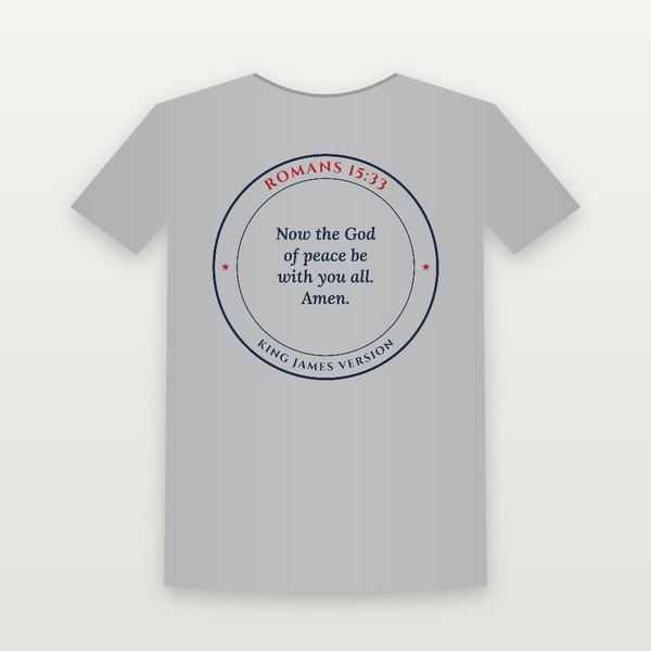 Romans 15:33 KJV Christian T-Shirt (Round Badge) - Heather Gray