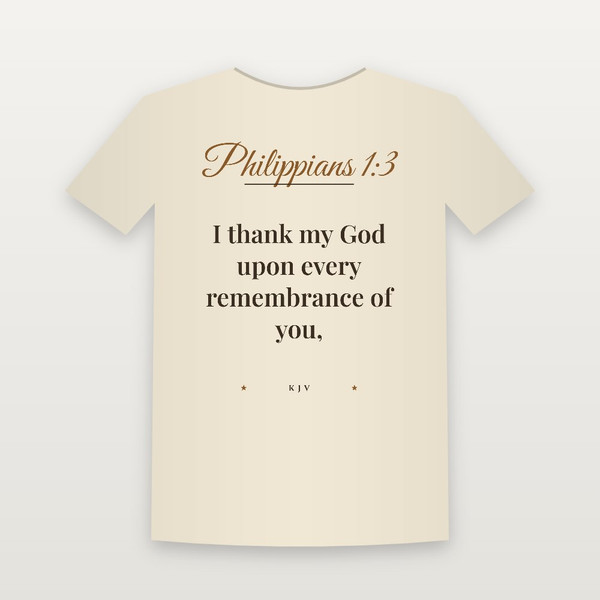 Philippians 1:3 KJV Christian T-Shirt (Script) - Natural