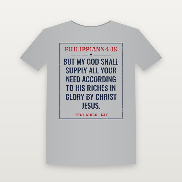 Philippians 4:19 KJV Christian T-Shirt (Vintage) - Heather Gray