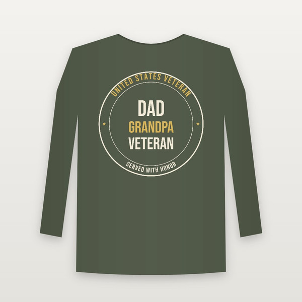 Dad · Grandpa · Veteran Long Sleeve Tee (Badge) - Military Green