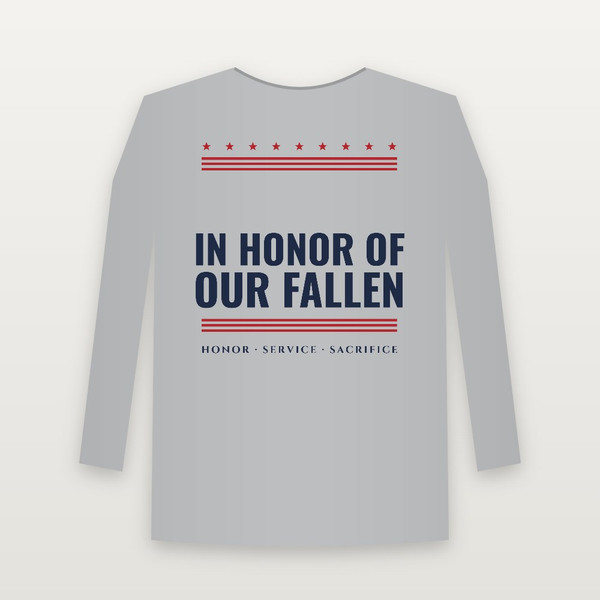 In Honor of Our Fallen Veteran Long Sleeve Tee (Stars & Stripes) - Heather Gray