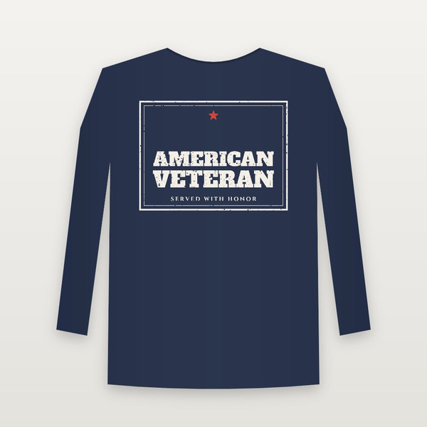 American Veteran Long Sleeve Tee (Vintage Frame) - Navy