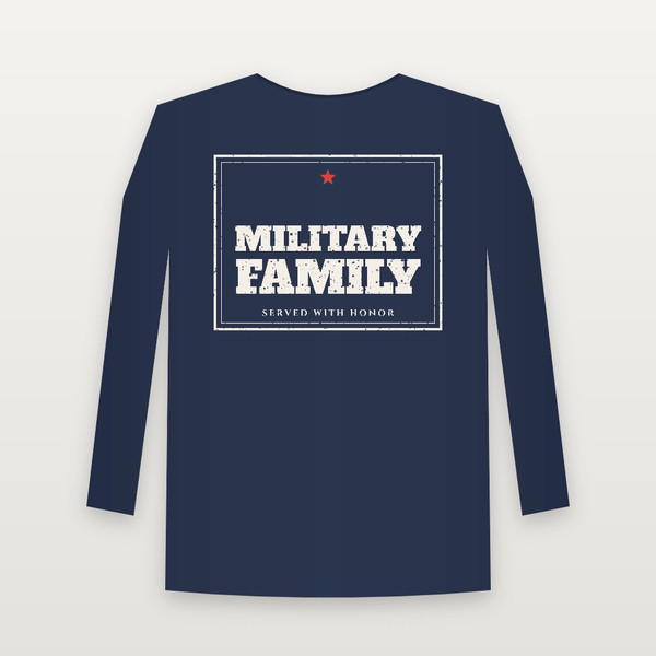 Military Family Veteran Long Sleeve Tee (Vintage Frame) - Navy