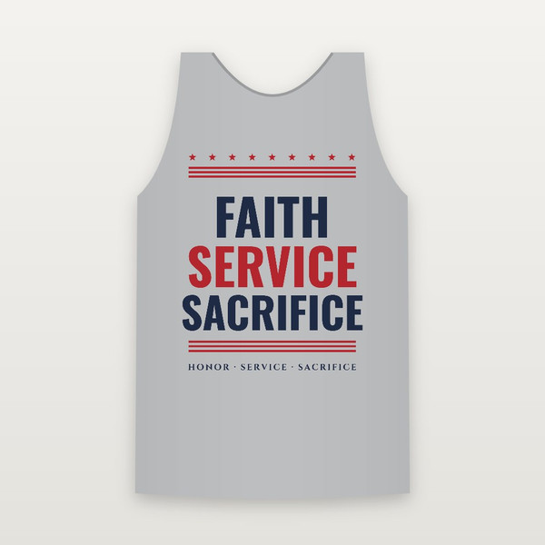 Faith · Service · Sacrifice Veteran Tank Top (Stars & Stripes) - Heather Gray