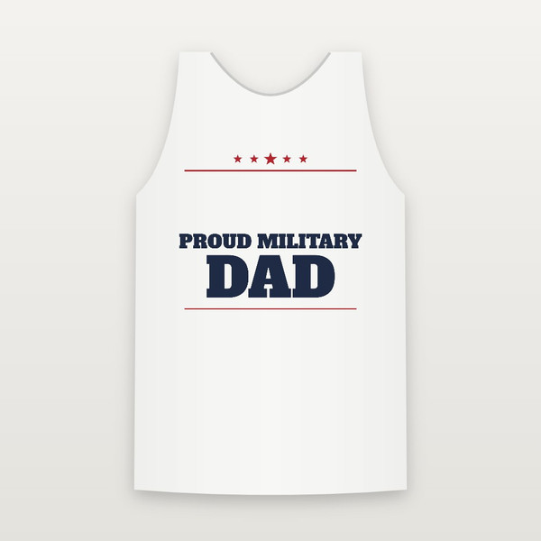 Proud Military Dad Veteran Tank Top (Star Banner) - White