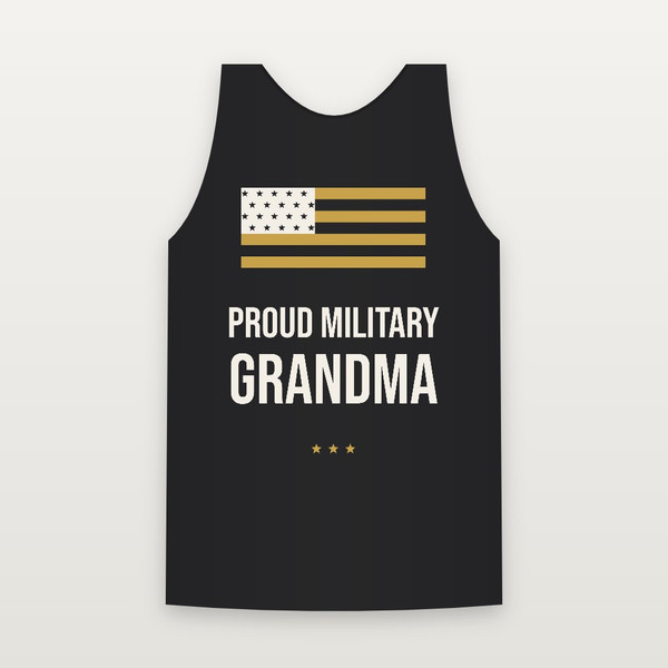 Proud Military Grandma Veteran Tank Top (Flag) - Black