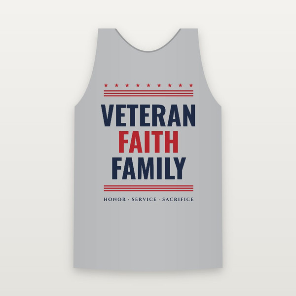 Veteran · Faith · Family Tank Top (Stars & Stripes) - Heather Gray