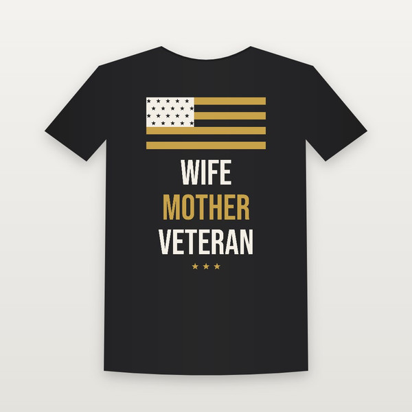 Wife · Mother · Veteran Women's Relaxed Tee (Flag) - Black