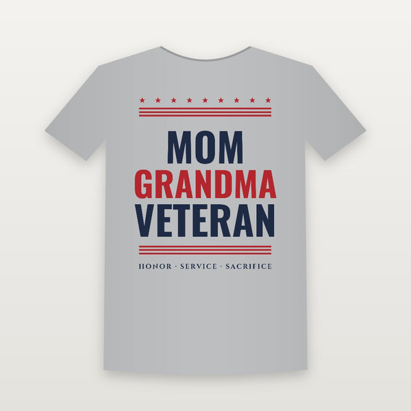 Mom · Grandma · Veteran Women's Relaxed Tee (Stars & Stripes) - Heather Gray