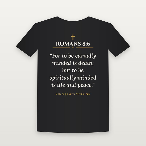 Romans 8:6 KJV Christian T-Shirt (Classic) - Black