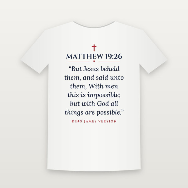 Matthew 19:26 KJV Christian T-Shirt (Classic) - White