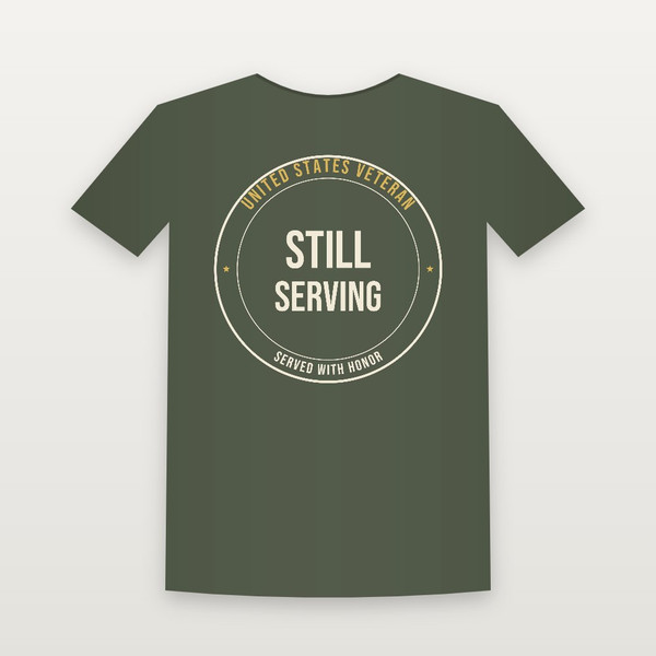 Still Serving Veteran Women's Relaxed Tee (Badge) - Military Green