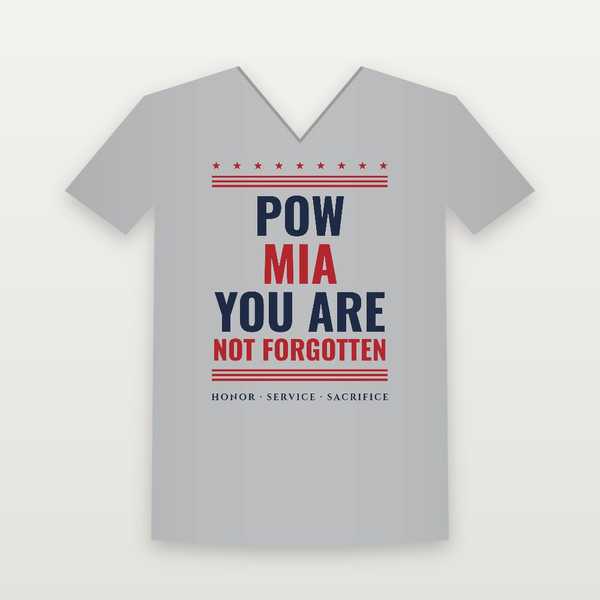POW · MIA · You Are Not Forgotten Veteran V-Neck Tee (Stars & Stripes) - Heather Gray