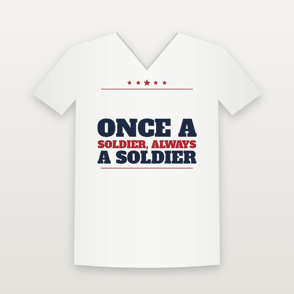 Once a Soldier, Always a Soldier Veteran V-Neck Tee (Star Banner) - White
