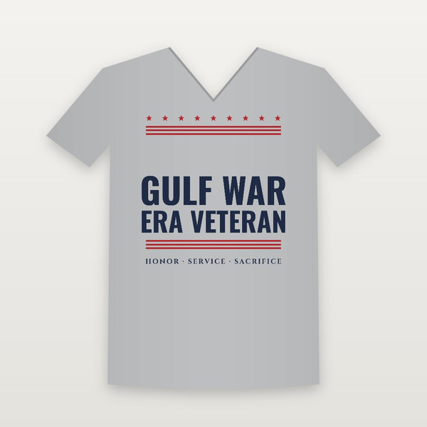 Gulf War Era Veteran V-Neck Tee (Stars & Stripes) - Heather Gray