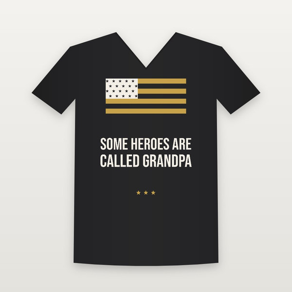 Some Heroes Are Called Grandpa Veteran V-Neck Tee (Flag) - Black