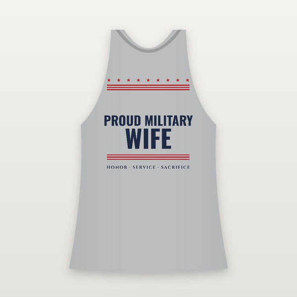 Proud Military Wife Veteran Women's Racerback Tank (Stars & Stripes) - Heather Gray