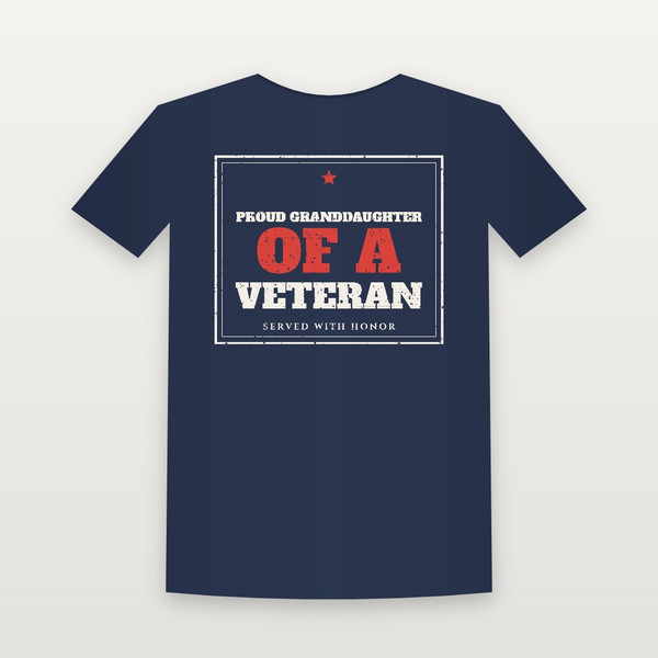 Proud Granddaughter of a Veteran Youth Tee (Vintage Frame) - Navy