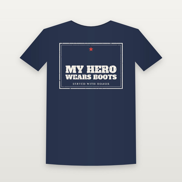 My Hero Wears Boots Veteran Youth Tee (Vintage Frame) - Navy