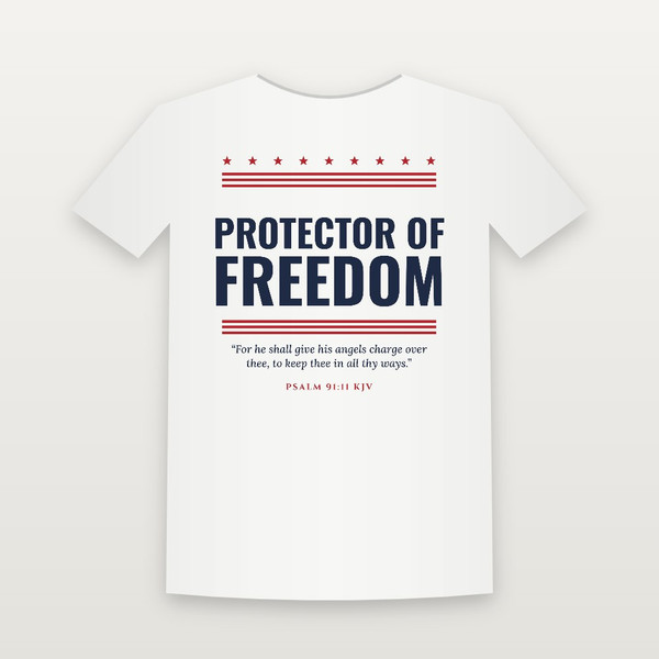 Protector of Freedom Veteran Youth Tee with Psalm 91:11 (Stars & Stripes) - White