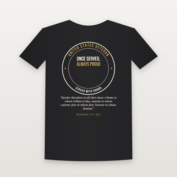 Once Served, Always Proud Veteran Toddler Tee with Romans 13:7 (Badge) - Black