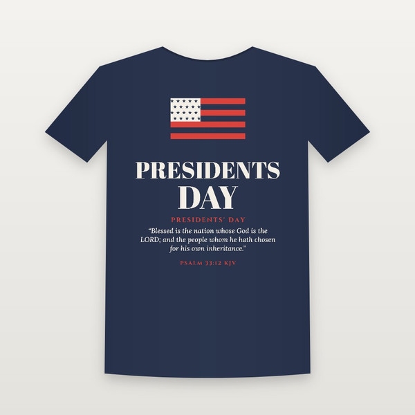 Presidents Day Presidents' Day Christian Short Sleeve Tee with Psalm 33:12 (Holiday) - Navy