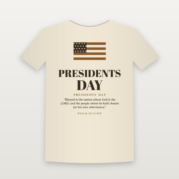 Presidents Day Presidents' Day Christian Short Sleeve Tee with Psalm 33:12 (Holiday) - Natural