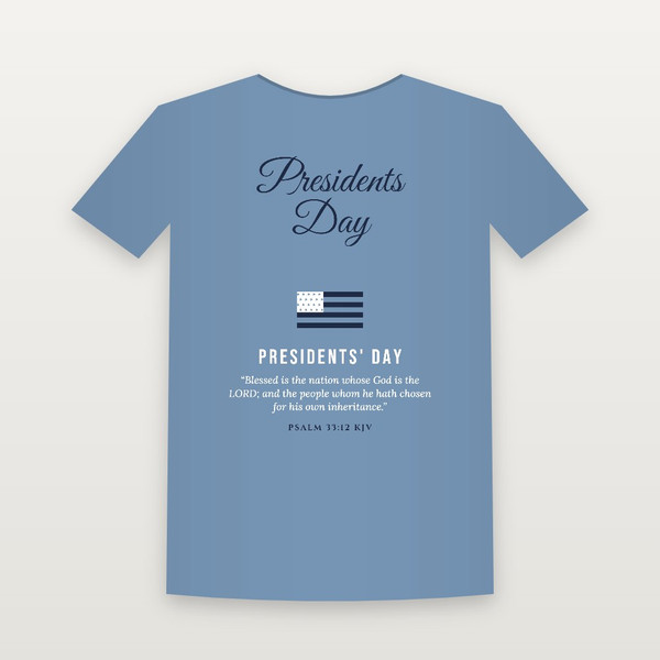 Presidents Day Presidents' Day Christian Short Sleeve Tee with Psalm 33:12 (Holiday Script) - Heather Blue
