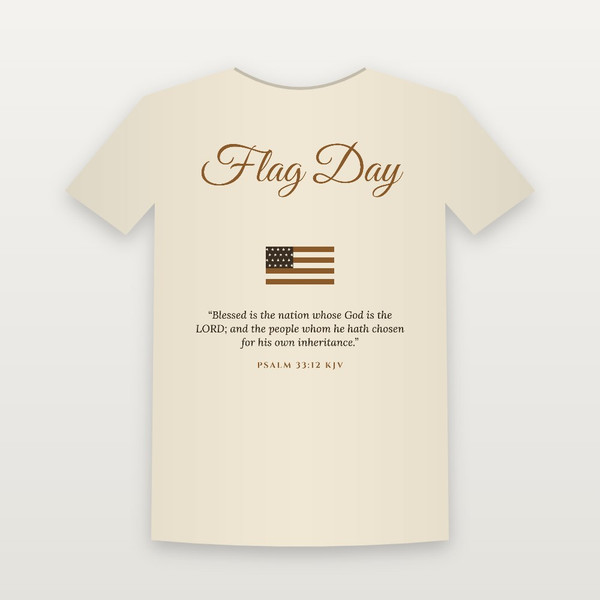 Flag Day Christian Short Sleeve Tee with Psalm 33:12 (Holiday Script) - Natural