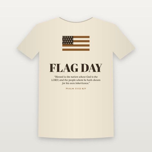 Flag Day Christian Short Sleeve Tee with Psalm 33:12 (Holiday) - Natural
