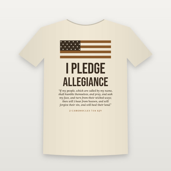 I Pledge Allegiance Patriotic Short Sleeve Tee with 2 Chronicles 7:14 (Flag) - Natural