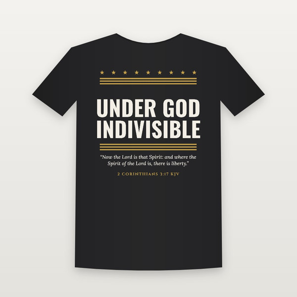 Under God · Indivisible Patriotic Short Sleeve Tee with 2 Corinthians 3:17 (Stars & Stripes) - Black