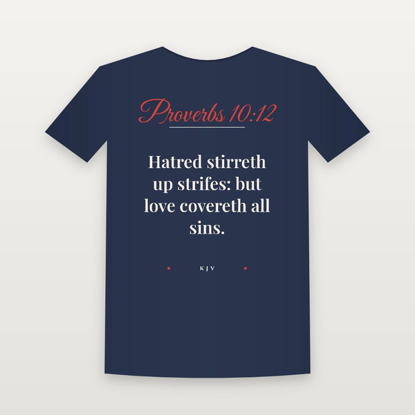 Proverbs 10:12 KJV Christian T-Shirt (Script) - Navy
