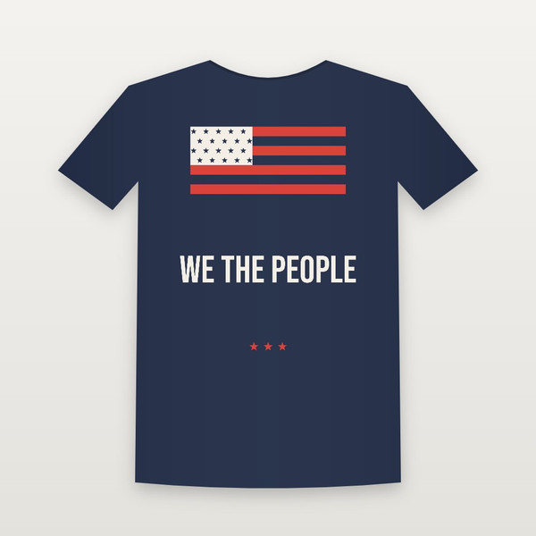 We the People Patriotic Women's Relaxed Tee (Flag) - Navy