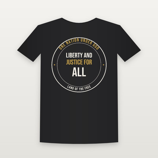 Liberty and Justice for All Patriotic Women's Relaxed Tee (Badge) - Black