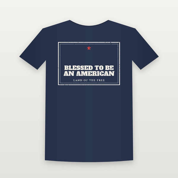 Blessed to Be an American Patriotic Women's Relaxed Tee (Vintage Frame) - Navy