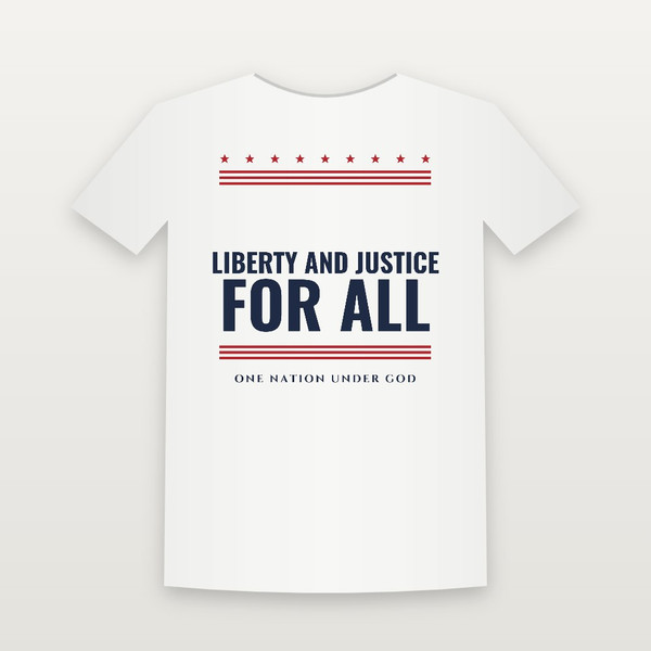 Liberty and Justice for All Patriotic Women's Relaxed Tee (Stars & Stripes) - White