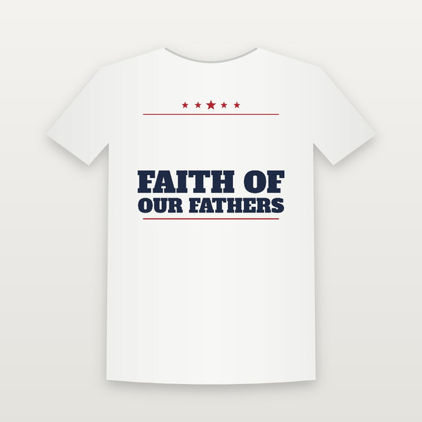 Faith of Our Fathers Patriotic Women's Relaxed Tee (Star Banner) - White