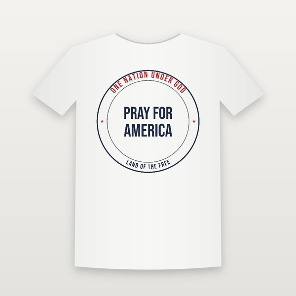 Pray for America Patriotic Women's Relaxed Tee (Badge) - White