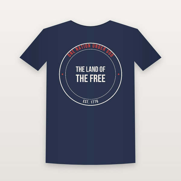 The Land of the Free Patriotic Women's Relaxed Tee (Badge) - Navy