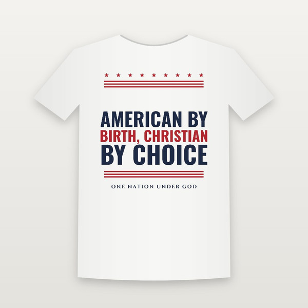 American by Birth, Christian by Choice Patriotic Women's Relaxed Tee (Stars & Stripes) - White