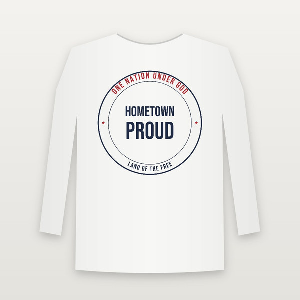 Hometown Proud Patriotic Long Sleeve Tee (Badge) - White