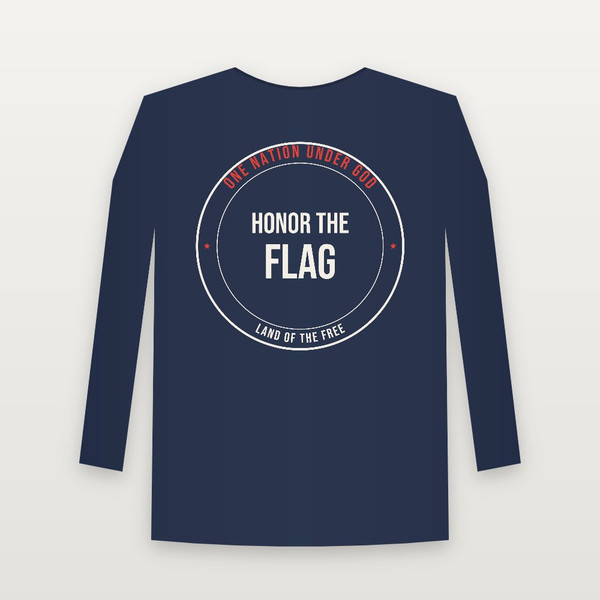 Honor the Flag Patriotic Long Sleeve Tee (Badge) - Navy