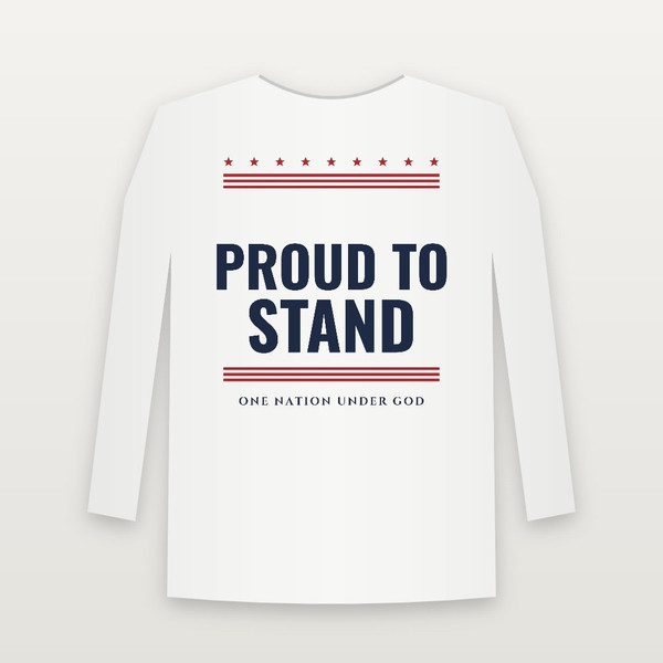 Proud to Stand Patriotic Long Sleeve Tee (Stars & Stripes) - White