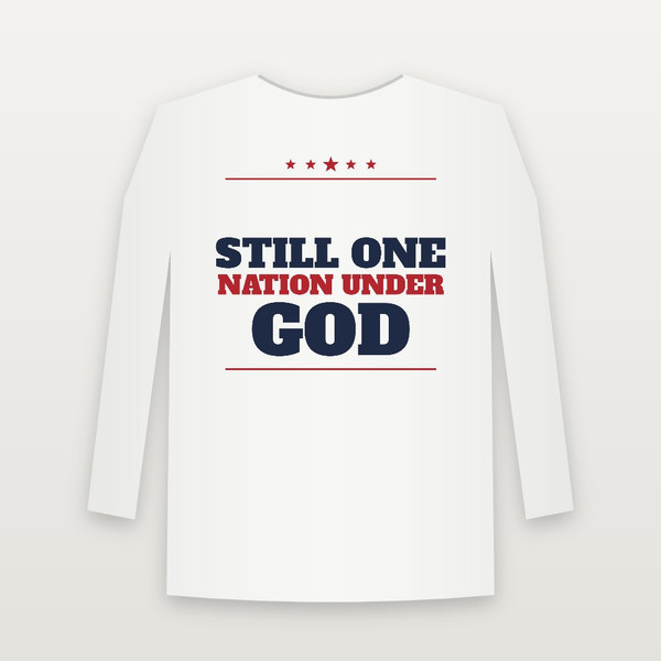 Still One Nation Under God Patriotic Long Sleeve Tee (Star Banner) - White
