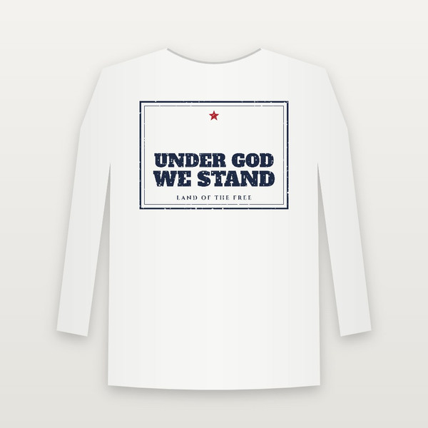 Under God We Stand Patriotic Long Sleeve Tee (Vintage Frame) - White