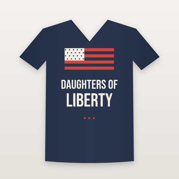 Daughters of Liberty Patriotic V-Neck Tee (Flag) - Navy
