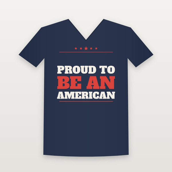 Proud to Be an American Patriotic V-Neck Tee (Star Banner) - Navy