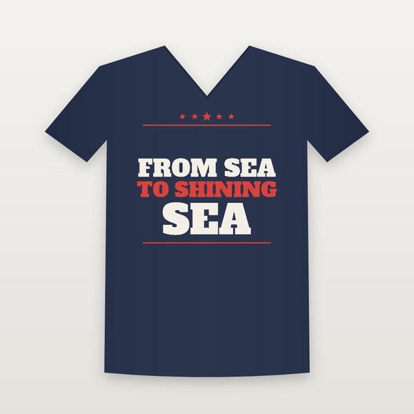 From Sea to Shining Sea Patriotic V-Neck Tee (Star Banner) - Navy