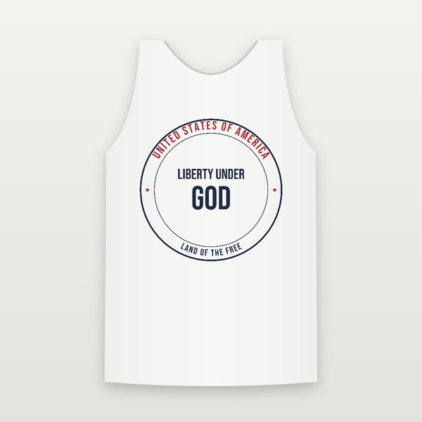 Liberty Under God Patriotic Tank Top (Badge) - White